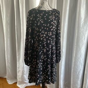 Ann Taylor Black Dress with Pink Floral Pattern